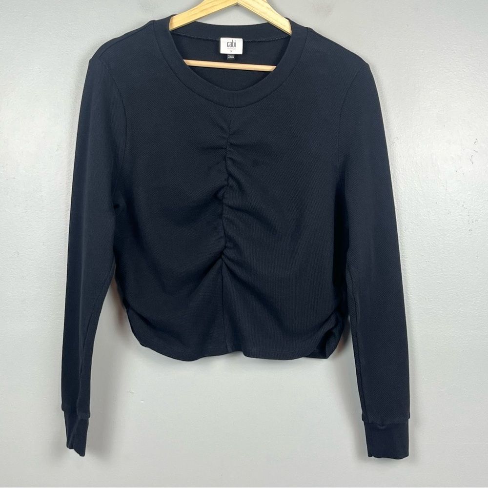 Cabi 4795 black Thermal Chaser Tee cotton spandex top, large.